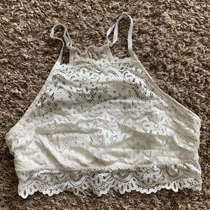 White high neck lack bralette